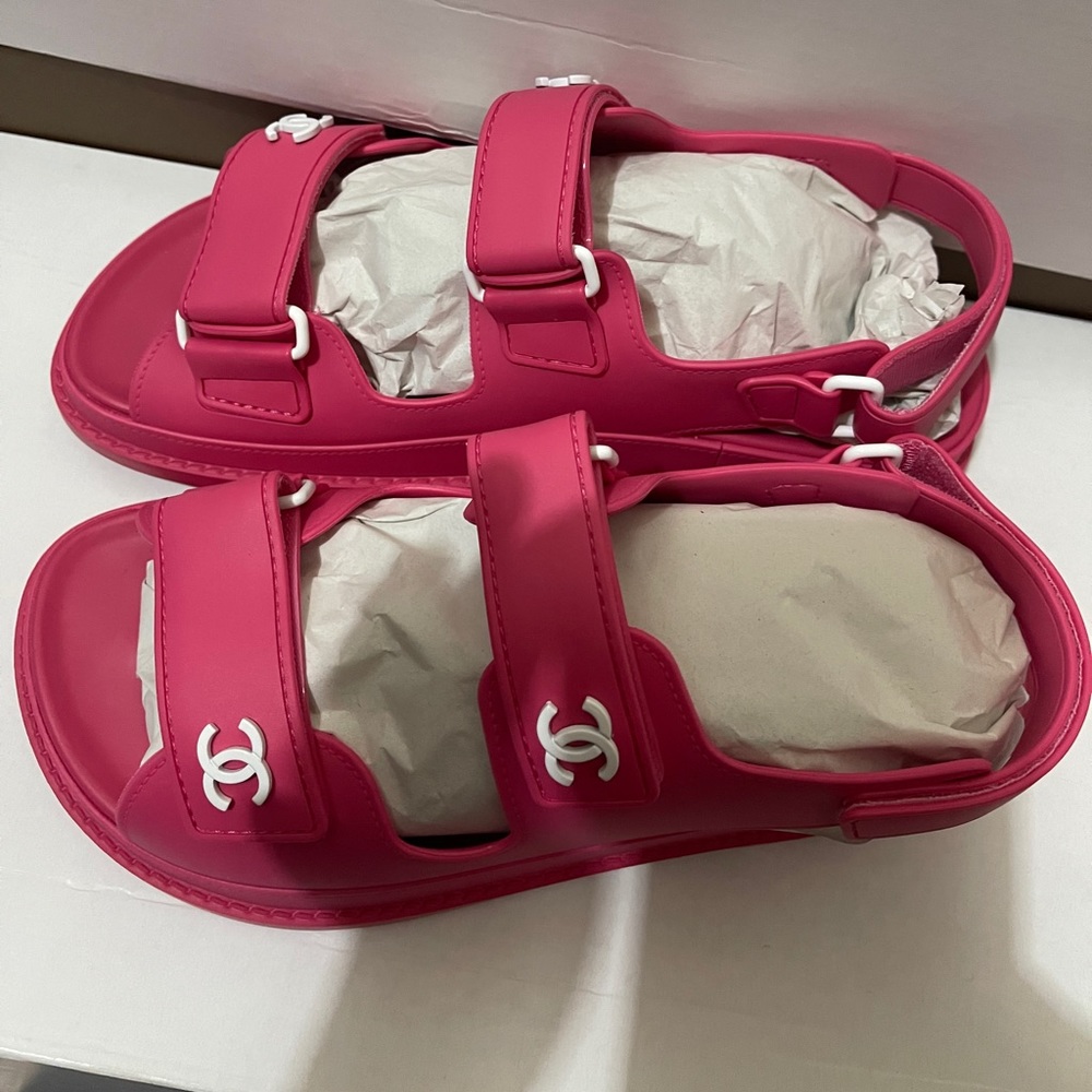 Chanel Pink Rubber Sandals